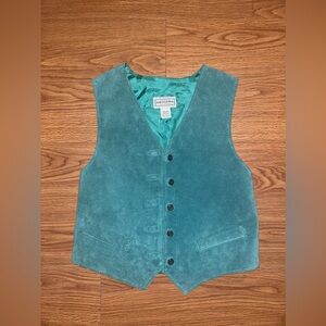 Vintage 1980s Arizona Jean Company
Suede Leather Vest Turquoise Size
Medium